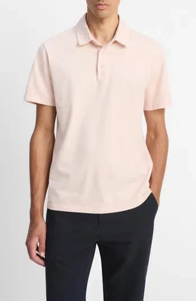 Vince Regular Fit Garment Dyed Cotton Polo In White