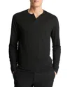Vince Regular Fit Long Sleeve Linen Tee In Black