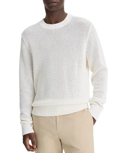 Vince Regular Fit Mesh Crewneck Sweater In Optic White
