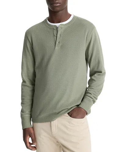 Vince Regular Fit Micro Waffle Henley In Broad Leaf