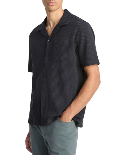 Vince Regular Fit Seersucker Cuban Shirt In Blue