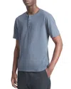 Vince Garment Dyed Short Sleeve Henley In Washed Venice Blue