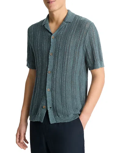 Vince Regular Fit Short Sleeve Knit Cabana Shirt In Marlin Teal