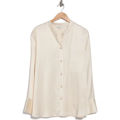 Vince Relaxed Band Collar Button-up Shirt In Pampas