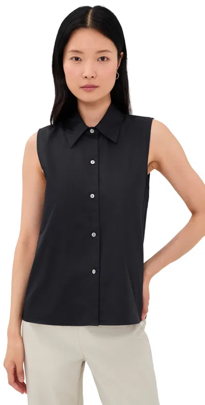 Vince Relaxed Button Down Tank Top Ink In Black