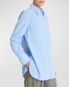 Vince Stripe Relaxed Cotton Button-up Shirt In Sky Blueoff White