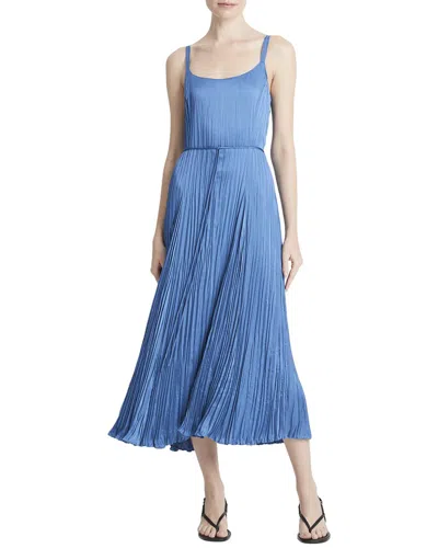 Vince Relaxed Crushed Slip Dress In Cadet Blue