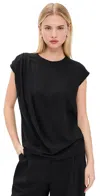 Vince Cap Sleeve Drape Top In Black
