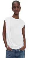 Vince Relaxed Short Sleeve Drape Top In White