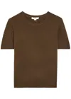 Vince Relaxed Fine-knit Wool-blend Top In Brown