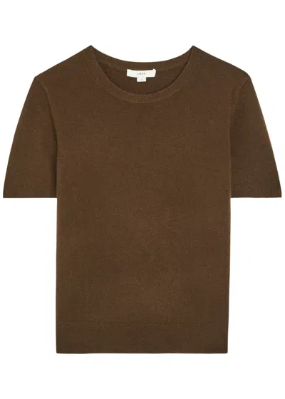 Vince Relaxed Fine-knit Wool-blend Top In Brown