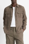 Vince Relaxed Fit Linen Utility Shirt In Mangrove