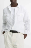 Vince Relaxed Fit Linen Utility Shirt In Optic White
