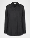 Vince Relaxed-fit Long-sleeve Jaspe Shirt In Black