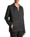 Vince Kangaroo Pocket Long-sleeve Linen Pullover Top