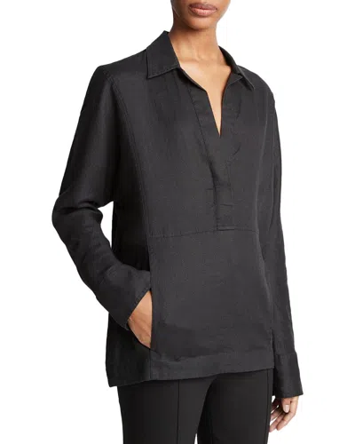 VINCE RELAXED KANGAROO LINEN HOODIE