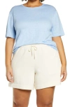 Vince Relaxed Linen Crewneck T-shirt In Light Cerulean