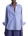 Vince Stripe Popover Shirt In Blue