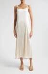 Vince Relaxed Plissé Satin Midi Slipdress In Chiffon