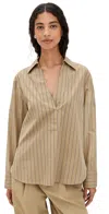 Vince Relaxed Popover Long Sleeve Top Sand Sage In Brown