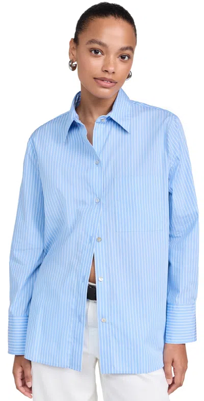 Vince Relaxed Straight Shirt Sky Blue/off White