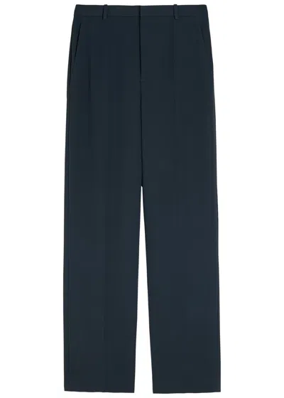 Vince Relaxed Straight-leg Crepe Trousers In Navy