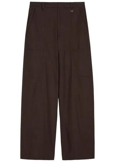 Vince Relaxed Straight-leg Stretch-cotton Trousers In Brown