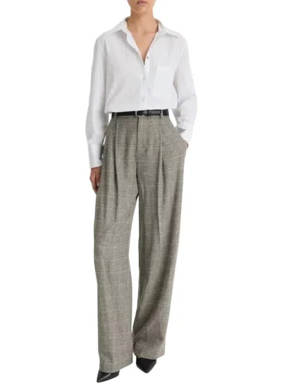 Vince High-rise Wool-blend Plaid Trousers In Multi