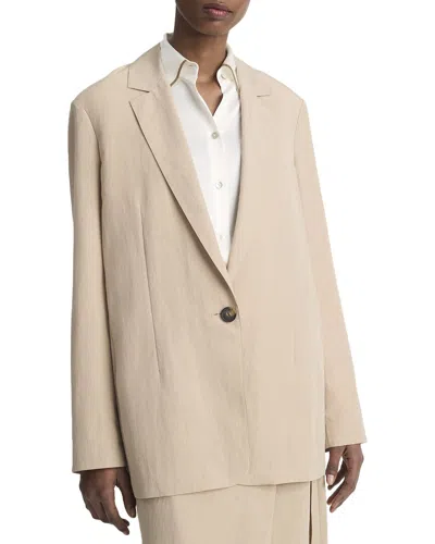 Vince Relaxed Textured Wool-blend Blazer In Neutral