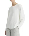 Vince Relaxed Long Sleeve Crewneck Top In White