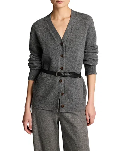 Vince Relaxed V Neck Cardigan In Gray