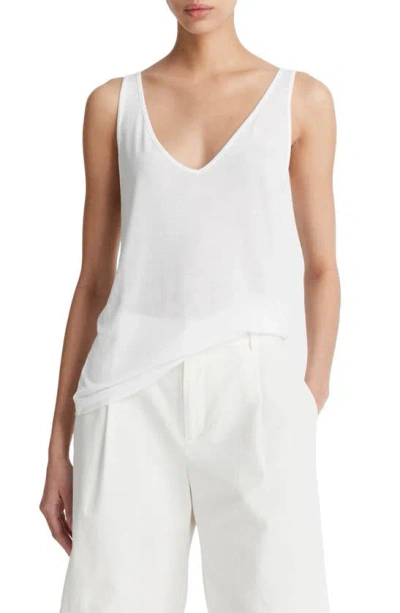 Vince Relaxed V-neck Tank In White