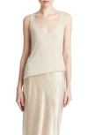 Vince Relaxed V-neck Tank In White Oak