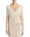 Vince Relaxed V-neck Knit Top In Beige