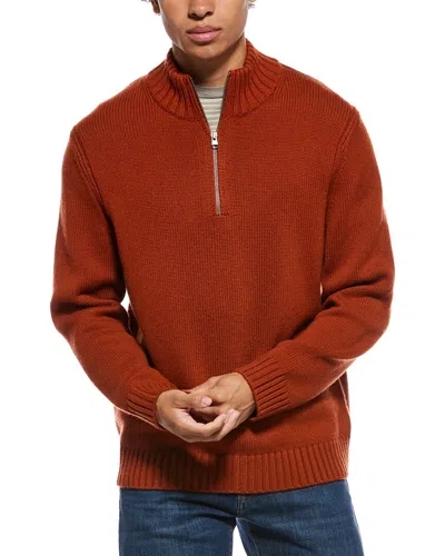 Vince Relaxed Wool & Cashmere-blend 1/4-zip Mock Neck Sweater In Brown