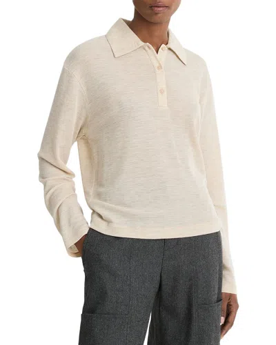 Vince Relaxed Wool Polo Sweater In White