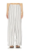 Vince Resort Stripe Drawstring Pull On Pant In White