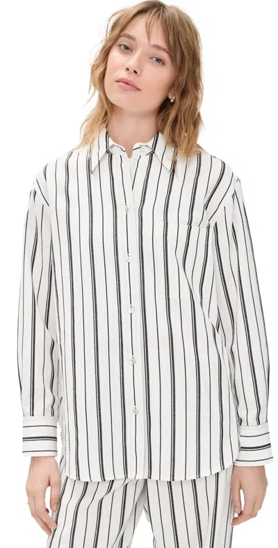 Vince Resort Stripe Oversized Long-sleeve Shirt In Multi