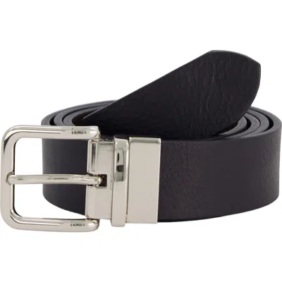 Vince Reversible Black Leather Belt