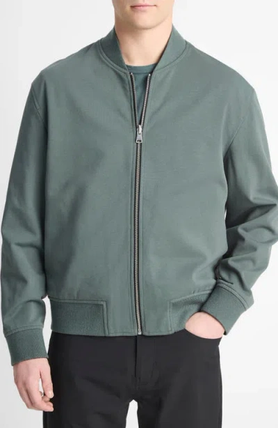 Vince Reversible Bomber Jacket In Black/petrol Green