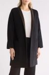 Vince Reversible Collarless Wool Blend Coat In Black