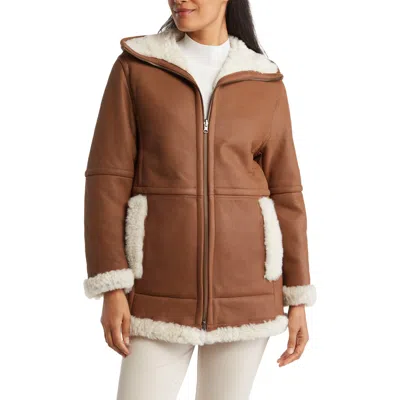 Vince Reversible Genuine Shearling Lined Jacket In Pearl/mojave