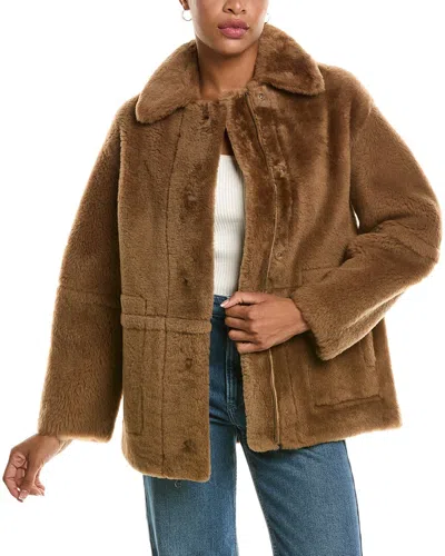 Vince Reversible Shearling Plush Jacket In Brown