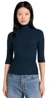 VINCE RIB 3/4 SLEEVE TURTLENECK DEEP OCEAN