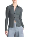 Vince Rib Button-up Polo Shirt In Grey