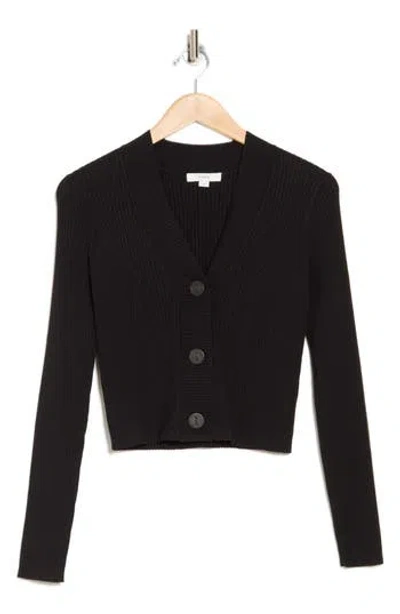 Vince Rib Cardigan In Black