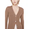 Vince Ribbed Cardigan In Chestnut