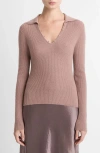 Vince Rib Cashmere & Silk Polo Sweater In Nude