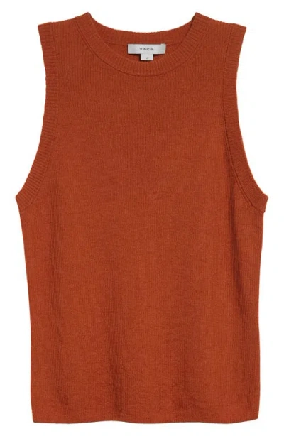 Vince Rib Cashmere & Silk Tank In Dark Dusk Ember