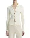 Vince Rib Collared Button Up Shirt In Neutral